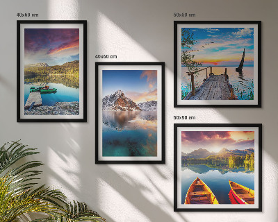 Polyptyque z cadres Lacs montagnes paysage bateau