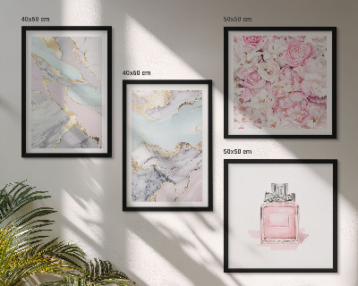 Polyptyque z cadres Fleurs roses, pastel marbré