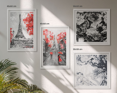 Ensemble de 4 tableaux Peintures grises de la tour eiffel