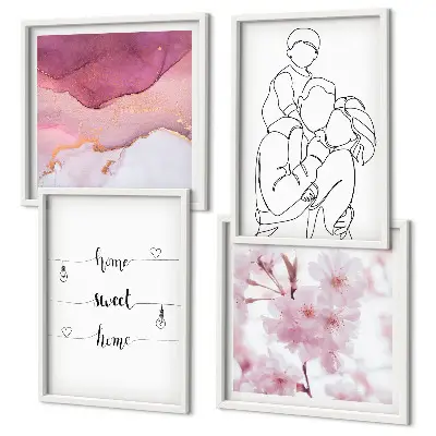 Famille de fleurs minimaliste ensemble de 4 tableaux