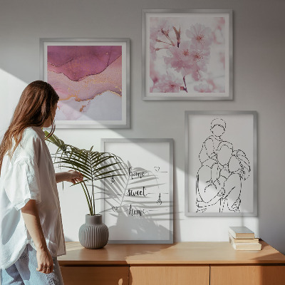 Ensemble de 4 tableaux Famille de fleurs minimaliste