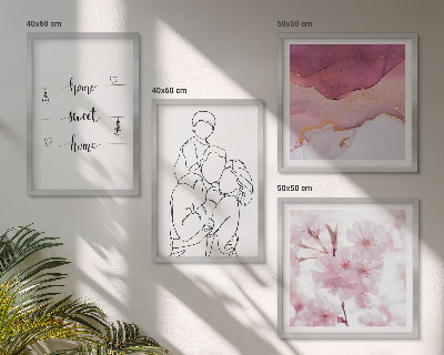 Ensemble de 4 tableaux Famille de fleurs minimaliste