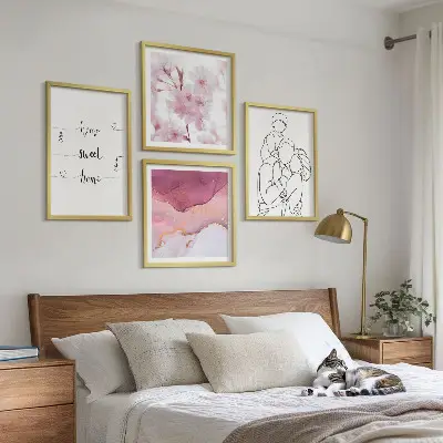 Famille de fleurs minimaliste ensemble de 4 tableaux