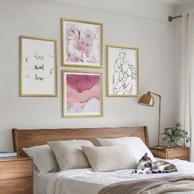 Ensemble de 4 tableaux Famille de fleurs minimaliste