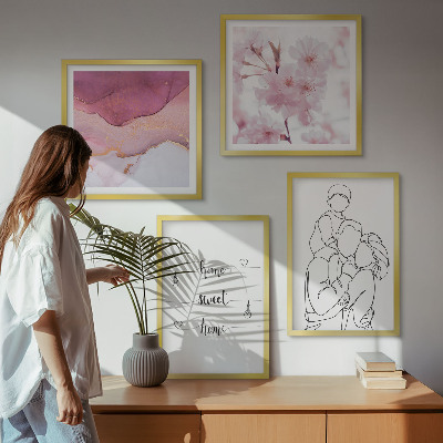 Ensemble de 4 tableaux Famille de fleurs minimaliste