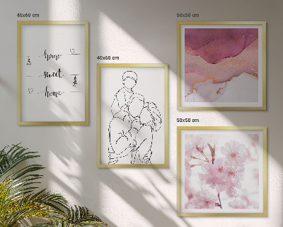 Ensemble de 4 tableaux Famille de fleurs minimaliste