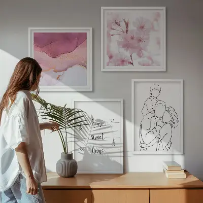 Famille de fleurs minimaliste ensemble de 4 tableaux