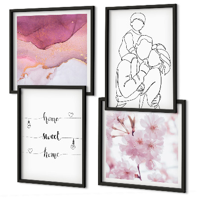 Ensemble de 4 tableaux Famille de fleurs minimaliste