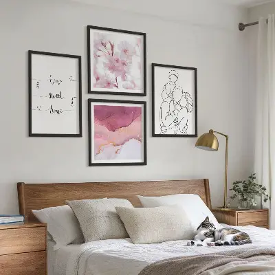 Famille de fleurs minimaliste ensemble de 4 tableaux