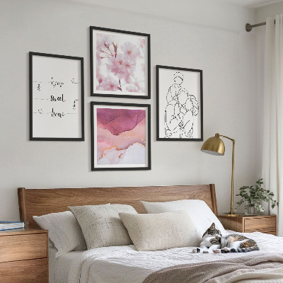 Ensemble de 4 tableaux Famille de fleurs minimaliste