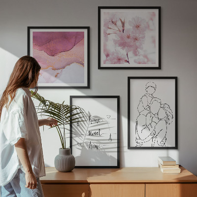 Ensemble de 4 tableaux Famille de fleurs minimaliste