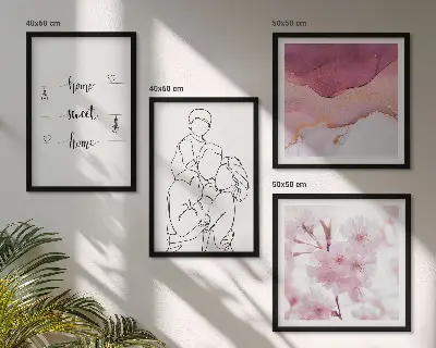 Famille de fleurs minimaliste ensemble de 4 tableaux