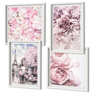 Mur de tableaux Paysage romantique de fleurs roses