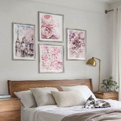 Mur de tableaux Paysage romantique de fleurs roses