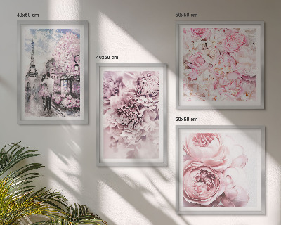 Mur de tableaux Paysage romantique de fleurs roses