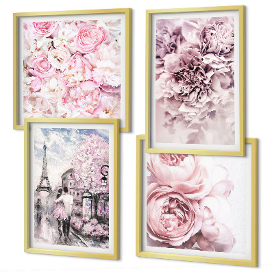Mur de tableaux Paysage romantique de fleurs roses