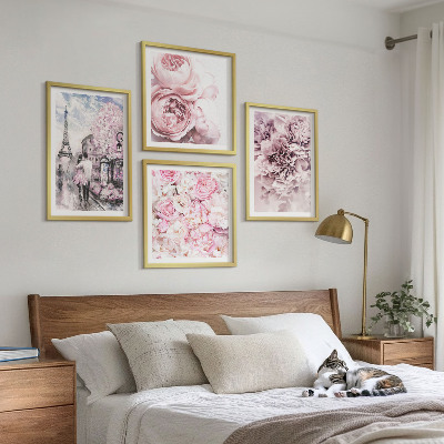 Mur de tableaux Paysage romantique de fleurs roses
