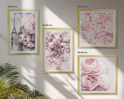 Mur de tableaux Paysage romantique de fleurs roses
