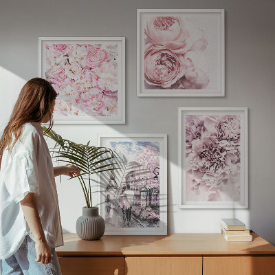 Mur de tableaux Paysage romantique de fleurs roses