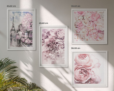 Mur de tableaux Paysage romantique de fleurs roses