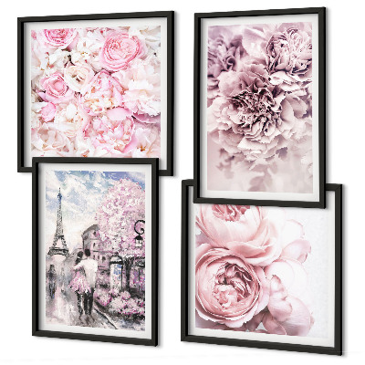 Mur de tableaux Paysage romantique de fleurs roses