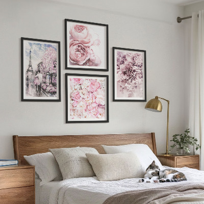 Mur de tableaux Paysage romantique de fleurs roses