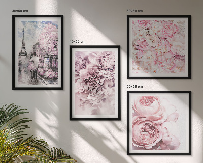 Mur de tableaux Paysage romantique de fleurs roses