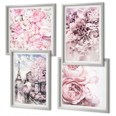 Mur de tableaux Paysage romantique de fleurs roses