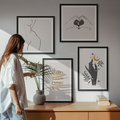 Polyptyque z cadres Illustrations bohèmes minimalistes