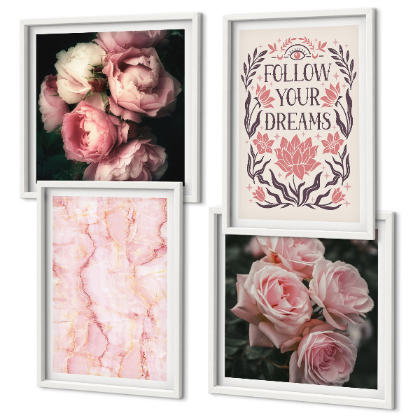 Mur de tableaux Rêves de marbre aux roses vintage