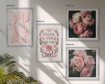 Mur de tableaux Rêves de marbre aux roses vintage