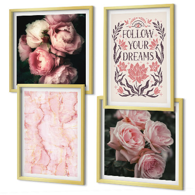 Mur de tableaux Rêves de marbre aux roses vintage