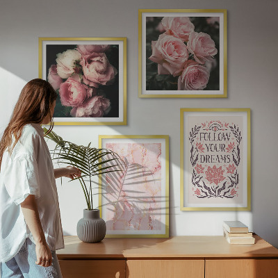 Mur de tableaux Rêves de marbre aux roses vintage