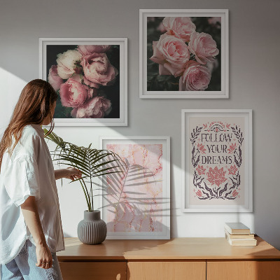 Mur de tableaux Rêves de marbre aux roses vintage