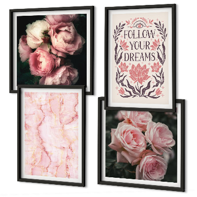 Mur de tableaux Rêves de marbre aux roses vintage