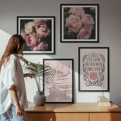 Mur de tableaux Rêves de marbre aux roses vintage