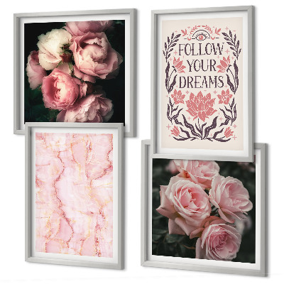 Mur de tableaux Rêves de marbre aux roses vintage