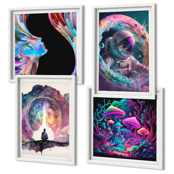 Polyptyque z cadres Illustrations fantastiques colorées