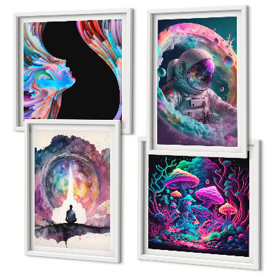 Polyptyque z cadres Illustrations fantastiques colorées
