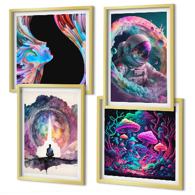 Polyptyque z cadres Illustrations fantastiques colorées