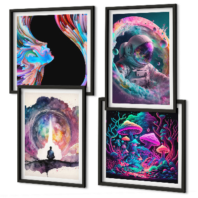 Polyptyque z cadres Illustrations fantastiques colorées