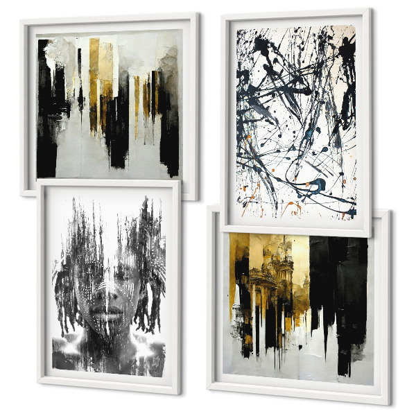 Polyptyque z cadres Portraits abstraits contrastés