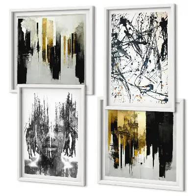 Portraits abstraits contrastés polyptyque de 2 cadres