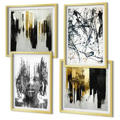 Portraits abstraits contrastés polyptyque de 2 cadres