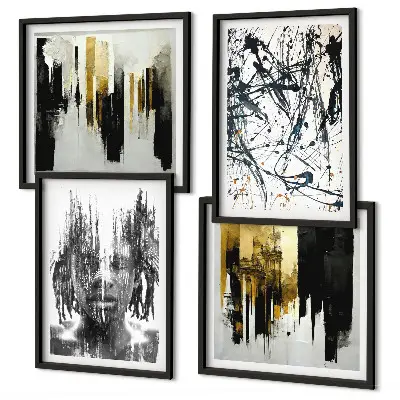 Portraits abstraits contrastés polyptyque de 2 cadres