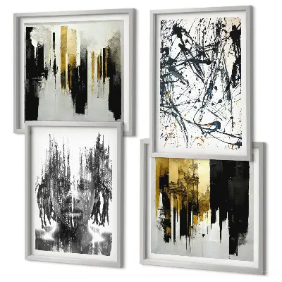 Portraits abstraits contrastés polyptyque de 2 cadres