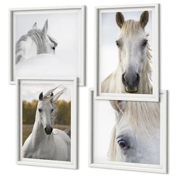 Chevaux blancs ensemble de 4 tableaux
