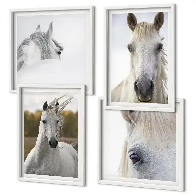 Chevaux blancs ensemble de 4 tableaux