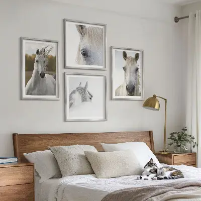 Chevaux blancs ensemble de 4 tableaux