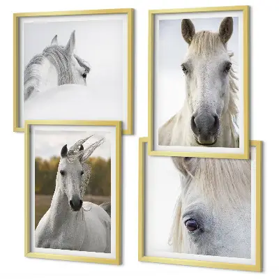 Chevaux blancs ensemble de 4 tableaux